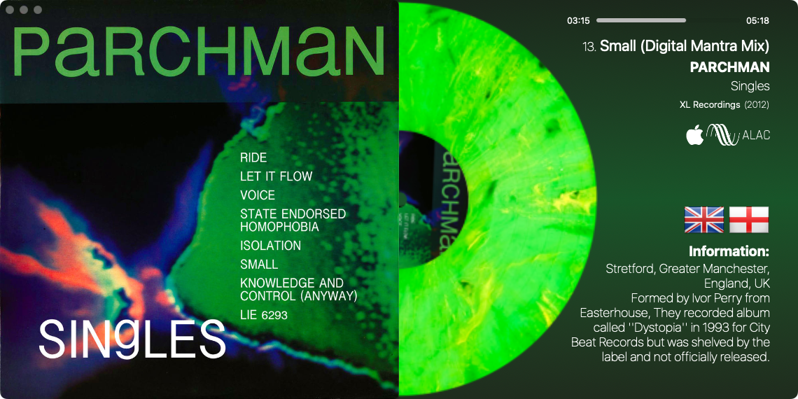 Album Cover & Music UI Screenshot - Parchman